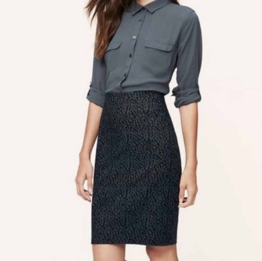 NWT LOFT Leaf Spot Doubleweave Cotton Pencil Skirt